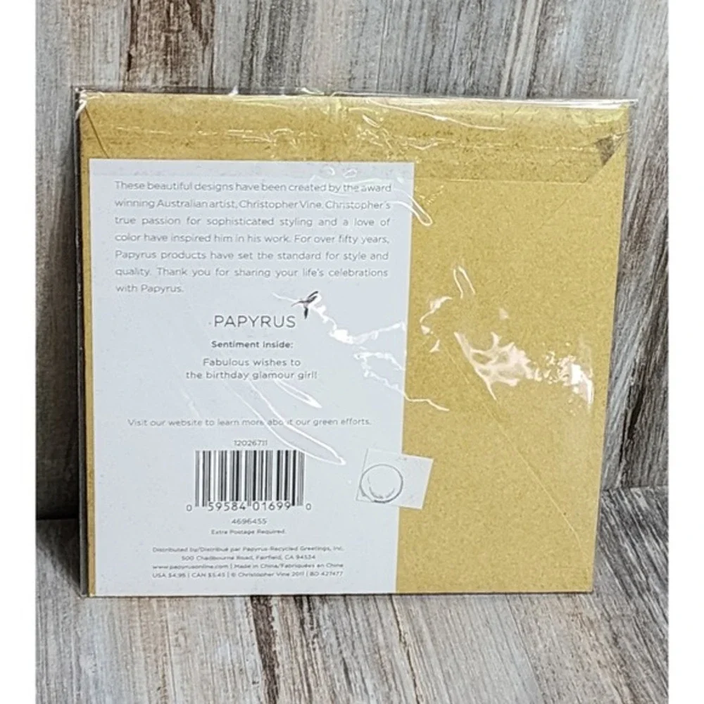 Papyrus Christopher Vine Gold Alligator Print Fashion Purse Heels Birthday Card